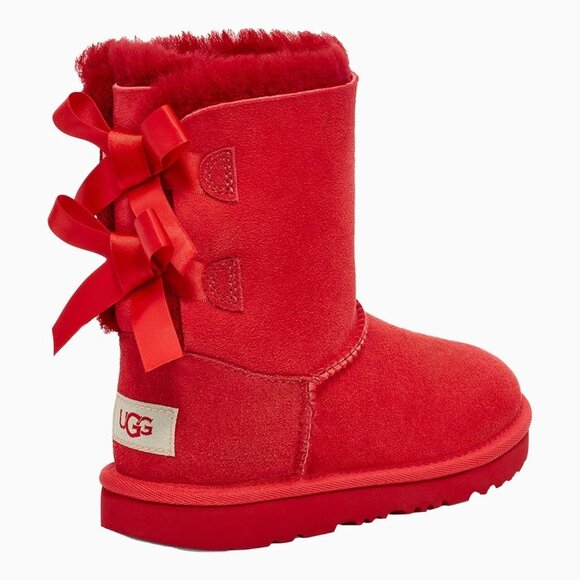 Ugg Other - New UGG Toddler Bailey Bow II Red Suede Sheepskin Snow Boots Kids Girl